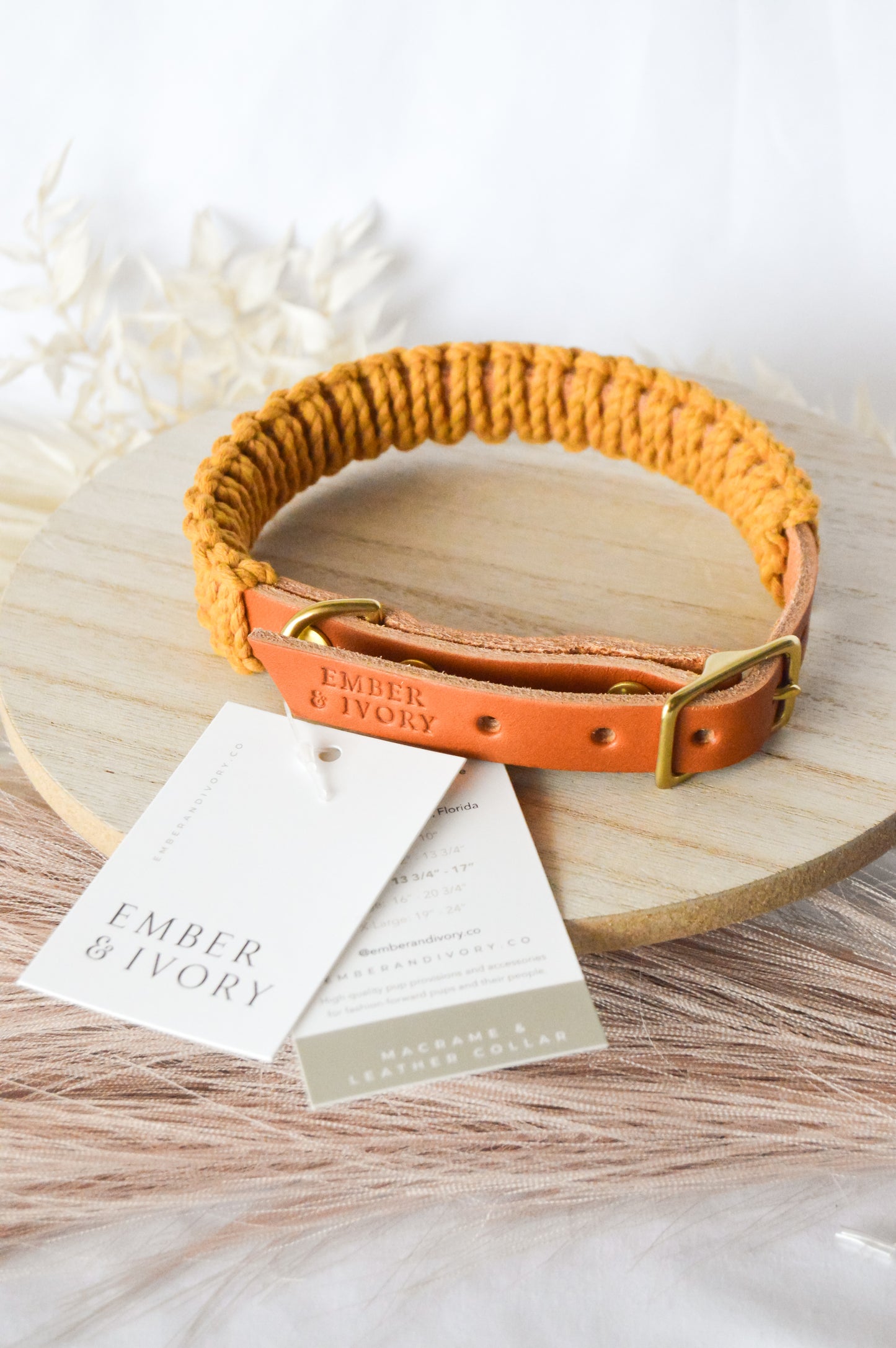 Ember & Ivory- Caramel/Mustard SLIM Macrame Collar - Medium