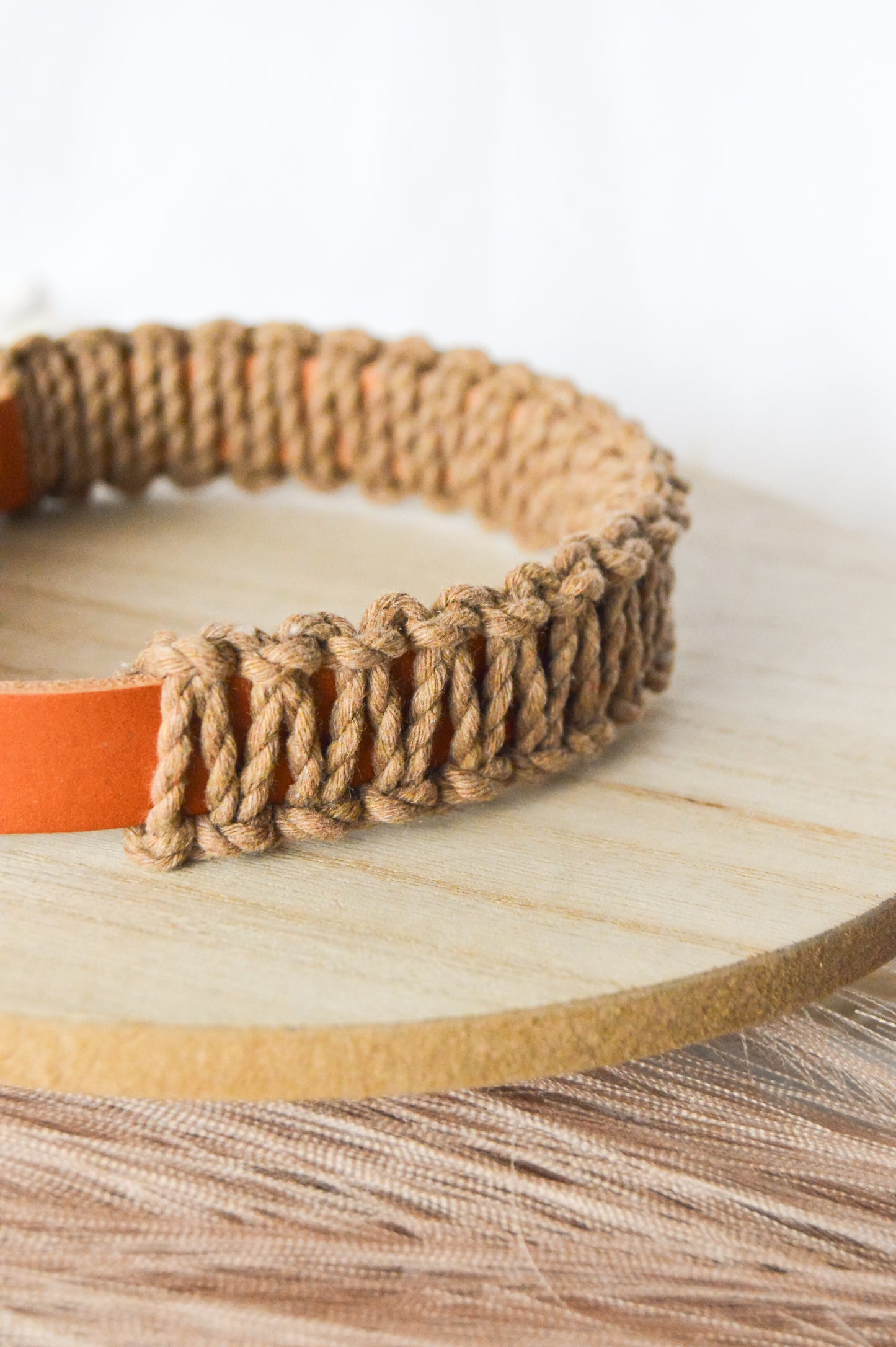 Ember & Ivory- Caramel/Java SLIM Macrame Collar - Medium