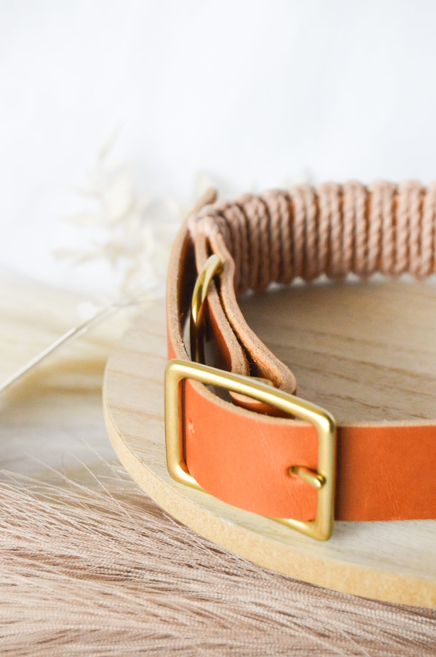Ember & Ivory- Caramel/Blush WIDE Macrame Collar - X-Large
