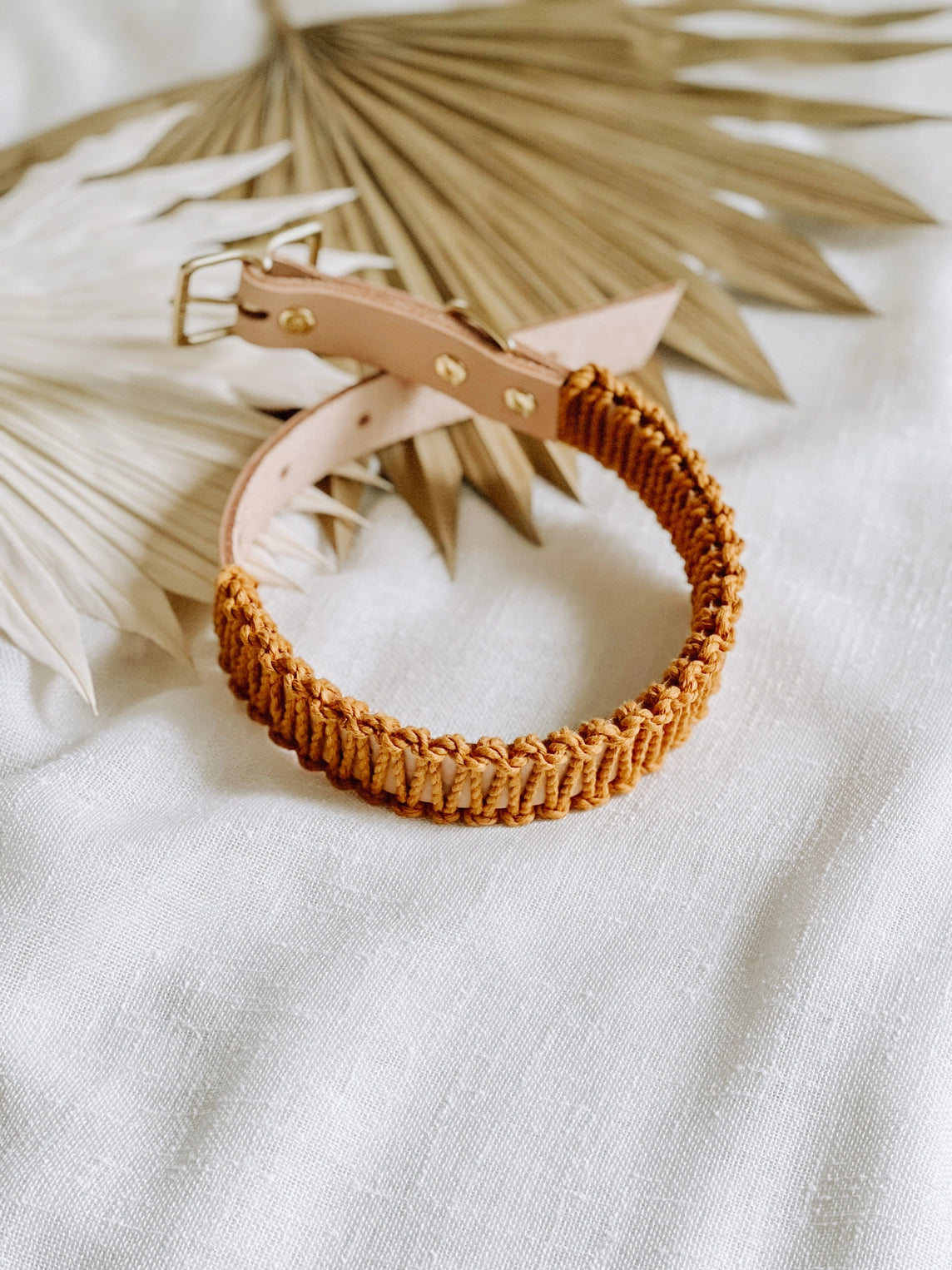 Ember & Ivory- Natural/Mustard WIDE Macrame Collar - Large