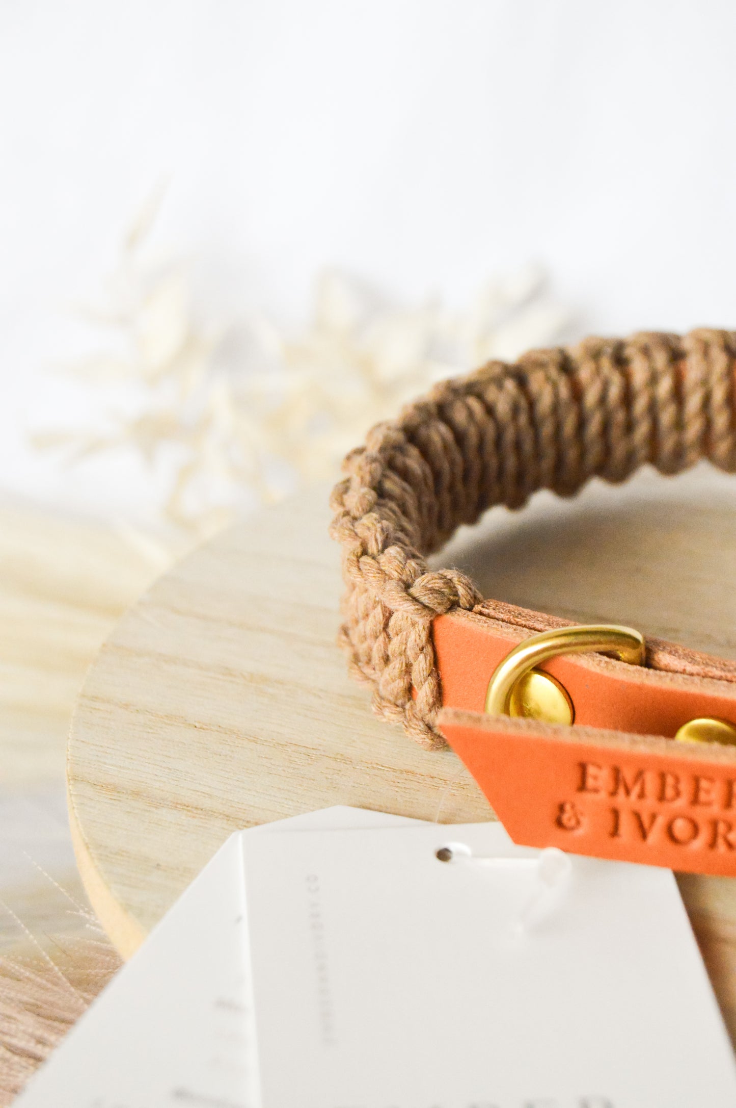 Ember & Ivory- Caramel/Java SLIM Macrame Collar - Medium