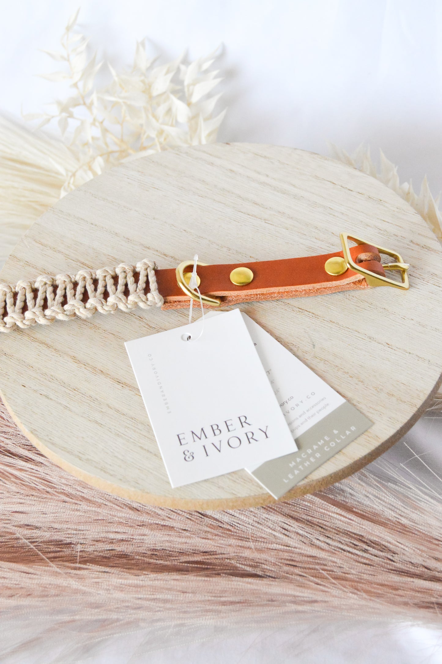 Ember & Ivory- Caramel/Sand SLIM Macrame Collar - Medium