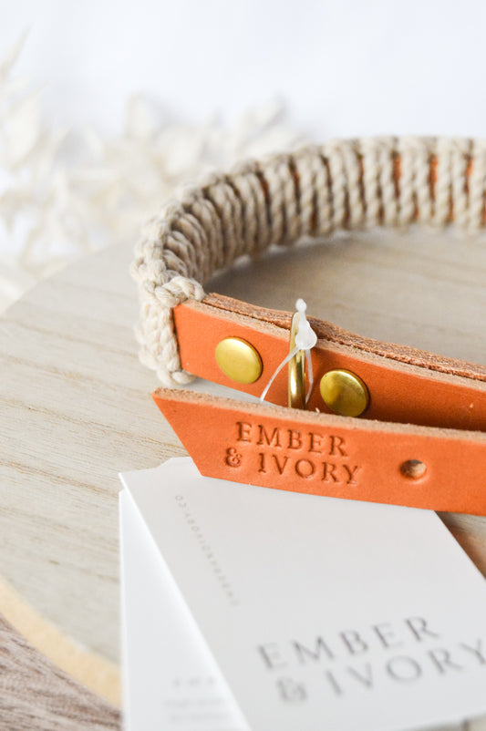 Ember & Ivory- Caramel/Sand SLIM Macrame Collar - Medium