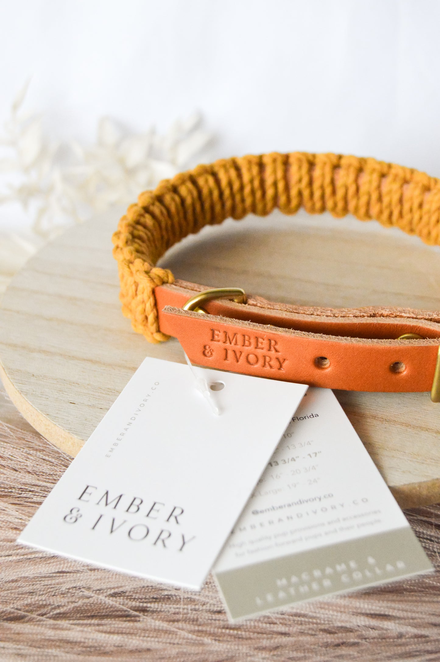 Ember & Ivory- Caramel/Mustard SLIM Macrame Collar - Medium