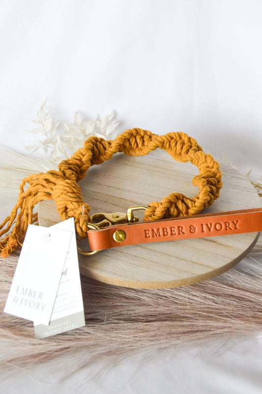 Ember & Ivory- 2ft Mustard Macrame Traffic Lead