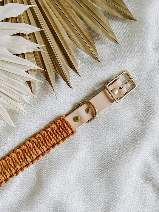 Ember & Ivory- Natural/Mustard WIDE Macrame Collar - Large