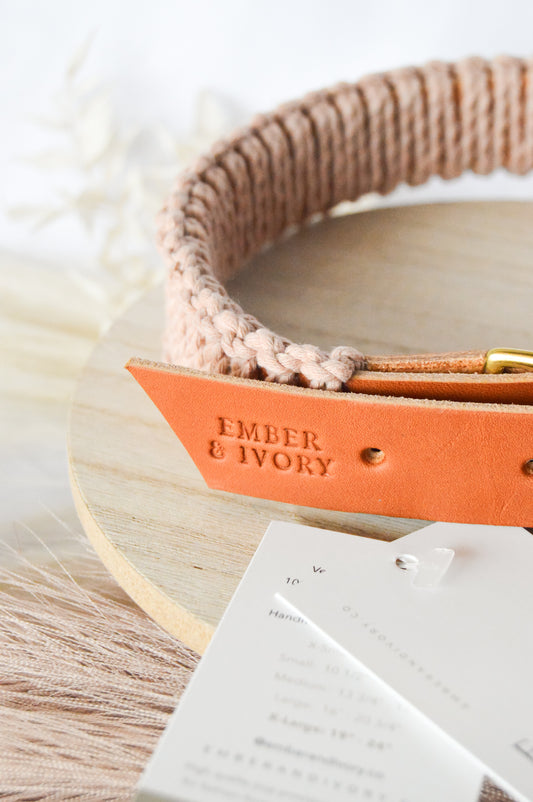 Ember & Ivory- Caramel/Blush WIDE Macrame Collar - X-Large
