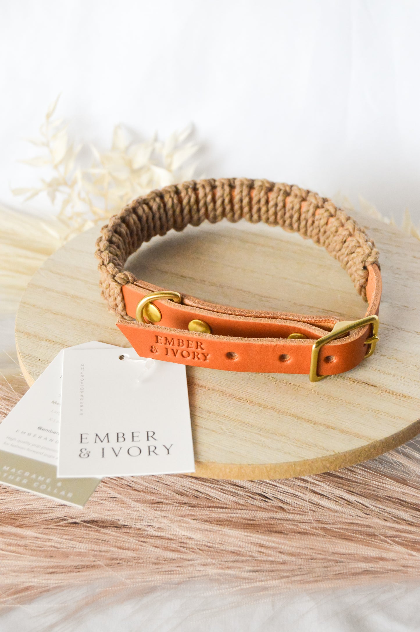 Ember & Ivory- Caramel/Java SLIM Macrame Collar - Medium