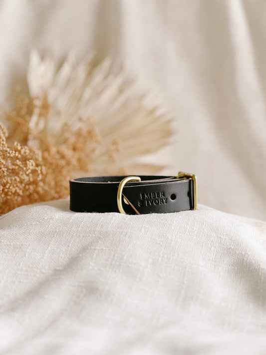 Ember & Ivory- Black WIDE Collar - Medium