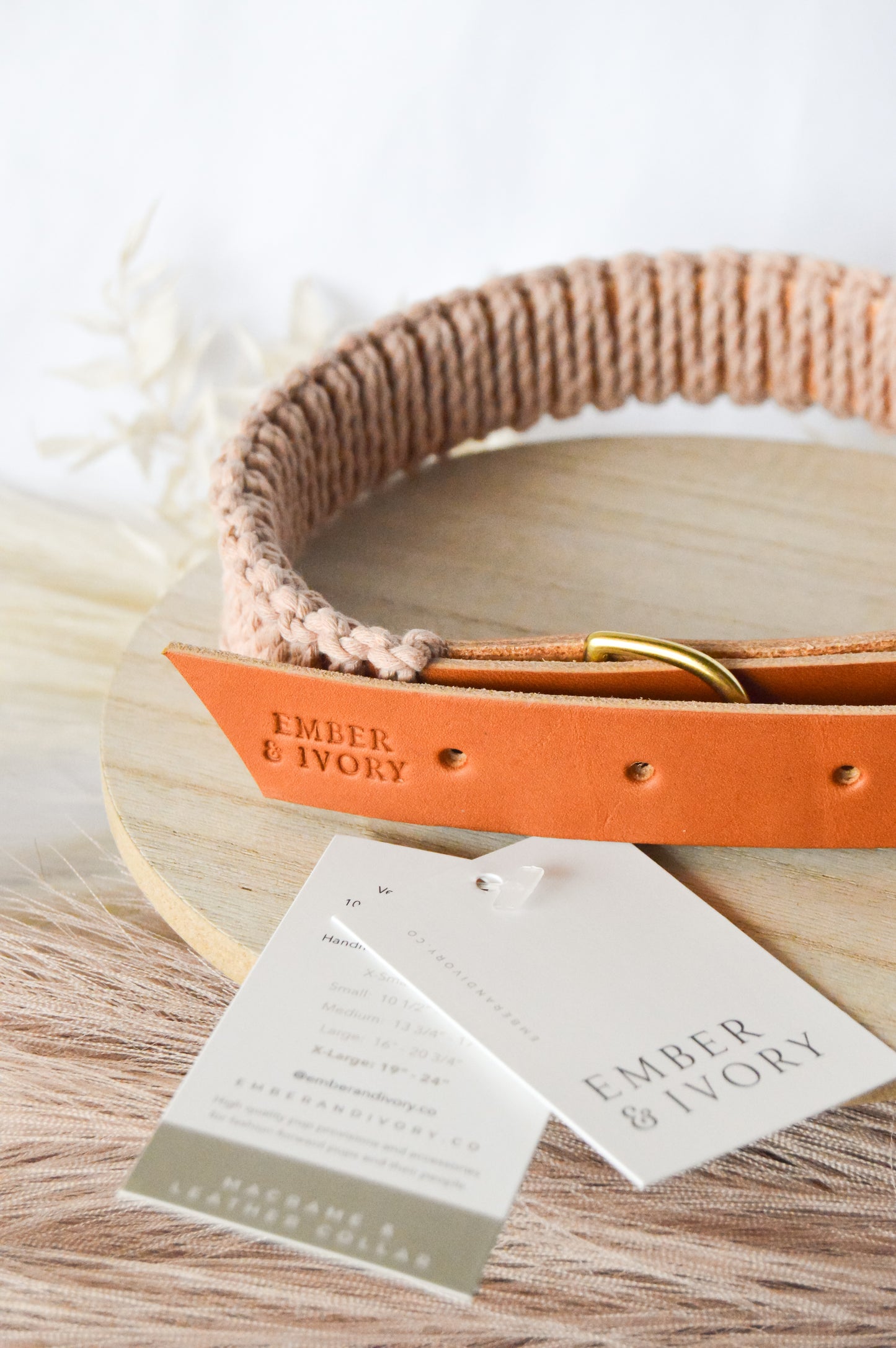 Ember & Ivory- Caramel/Blush WIDE Macrame Collar - X-Large