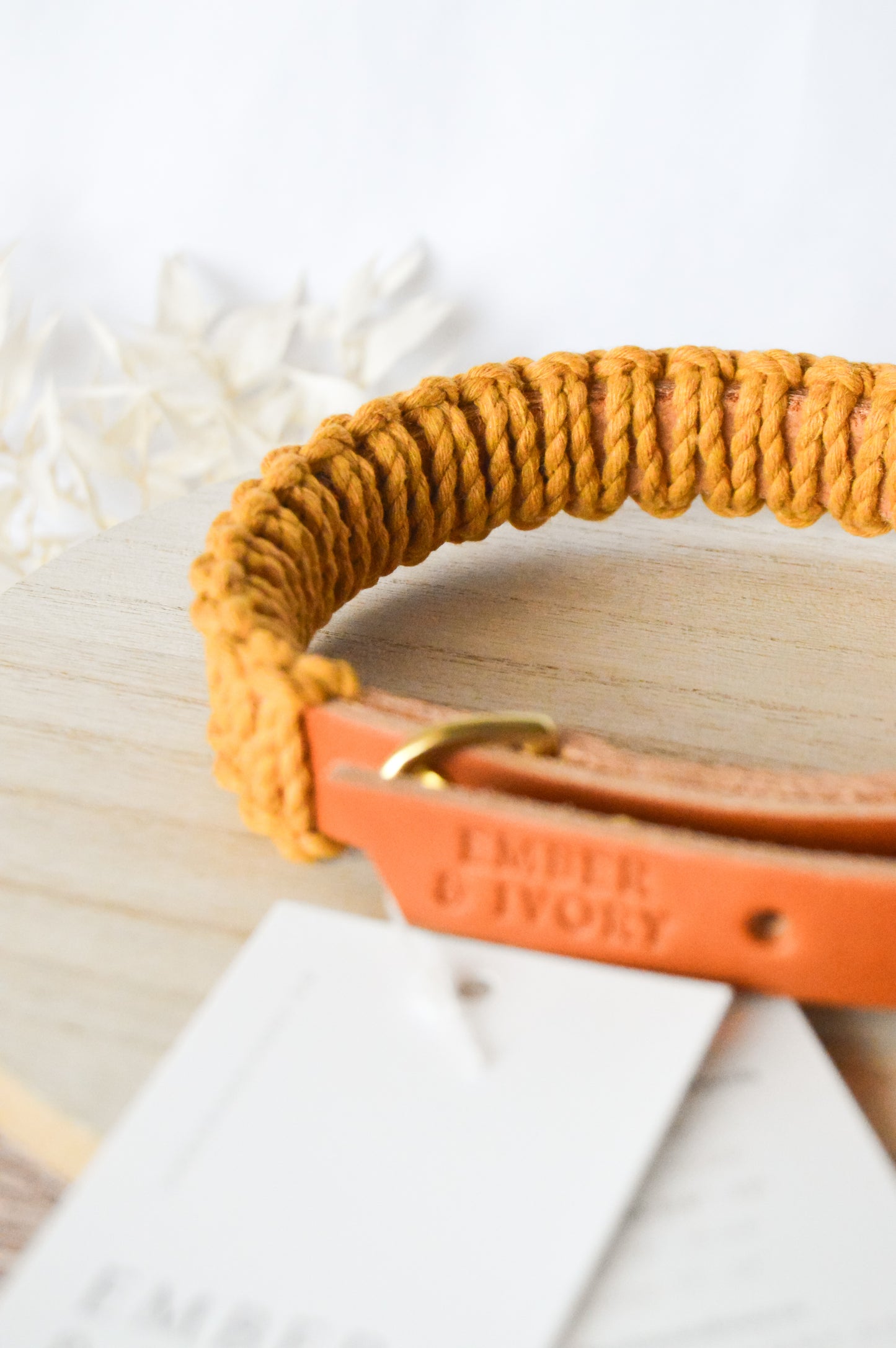 Ember & Ivory- Caramel/Mustard SLIM Macrame Collar - Medium