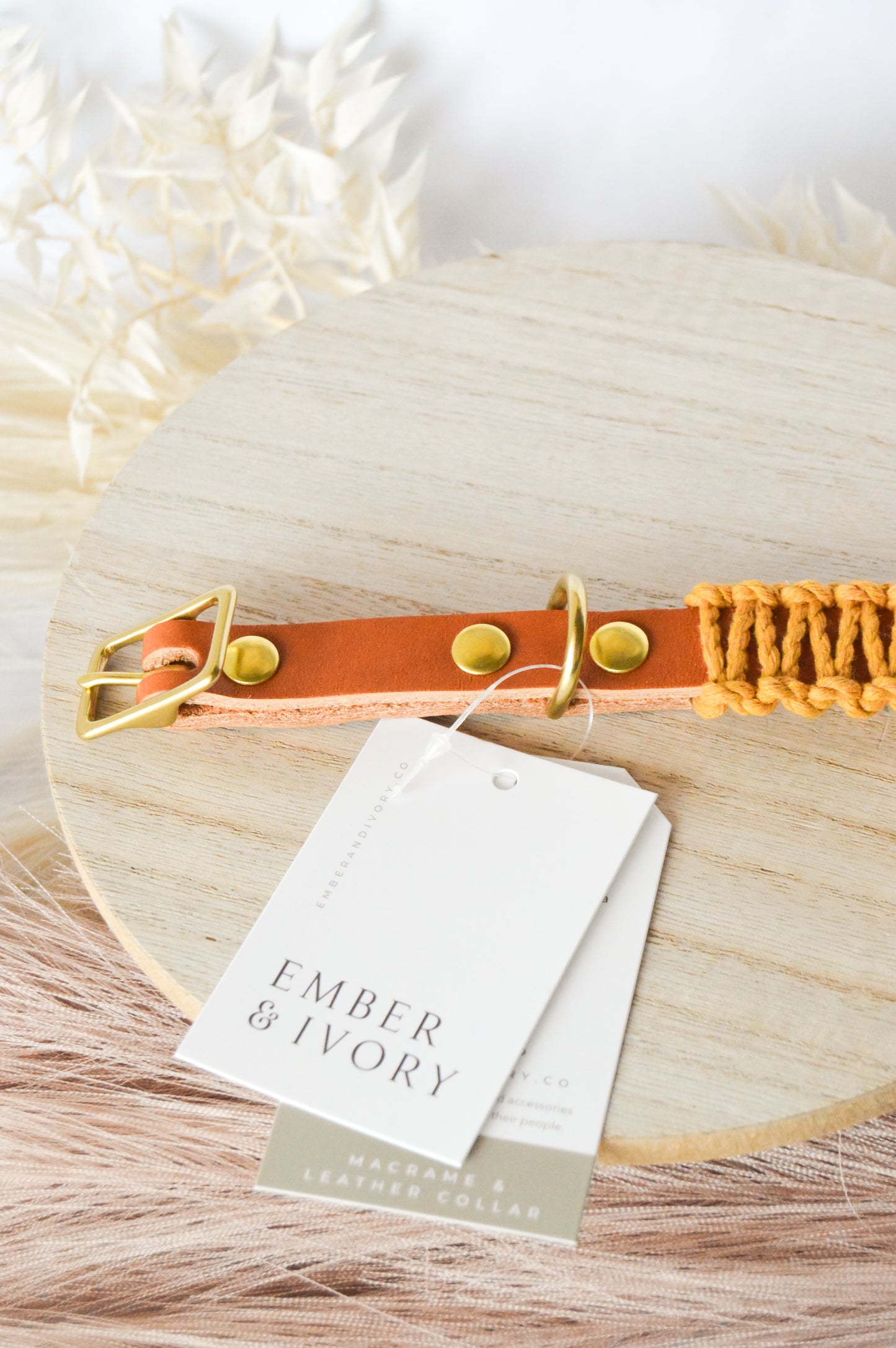 Ember & Ivory- Caramel/Mustard SLIM Macrame Collar - Medium
