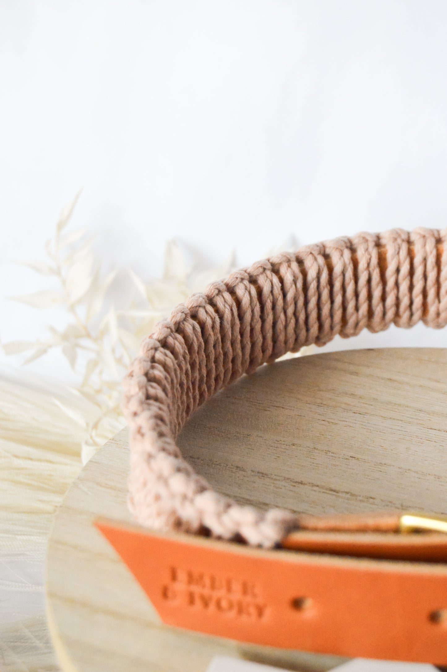 Ember & Ivory- Caramel/Blush WIDE Macrame Collar - X-Large
