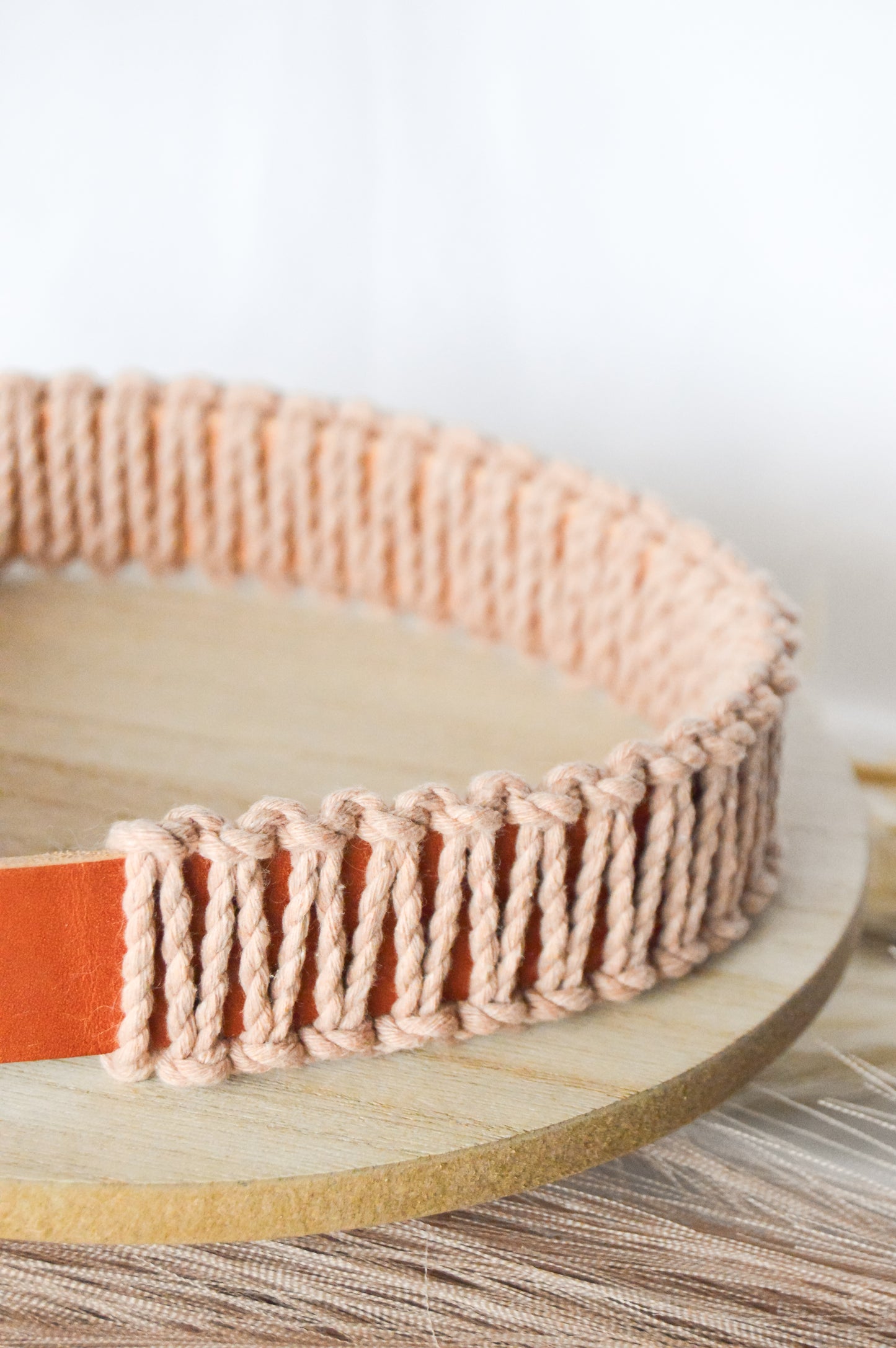 Ember & Ivory- Caramel/Blush WIDE Macrame Collar - X-Large