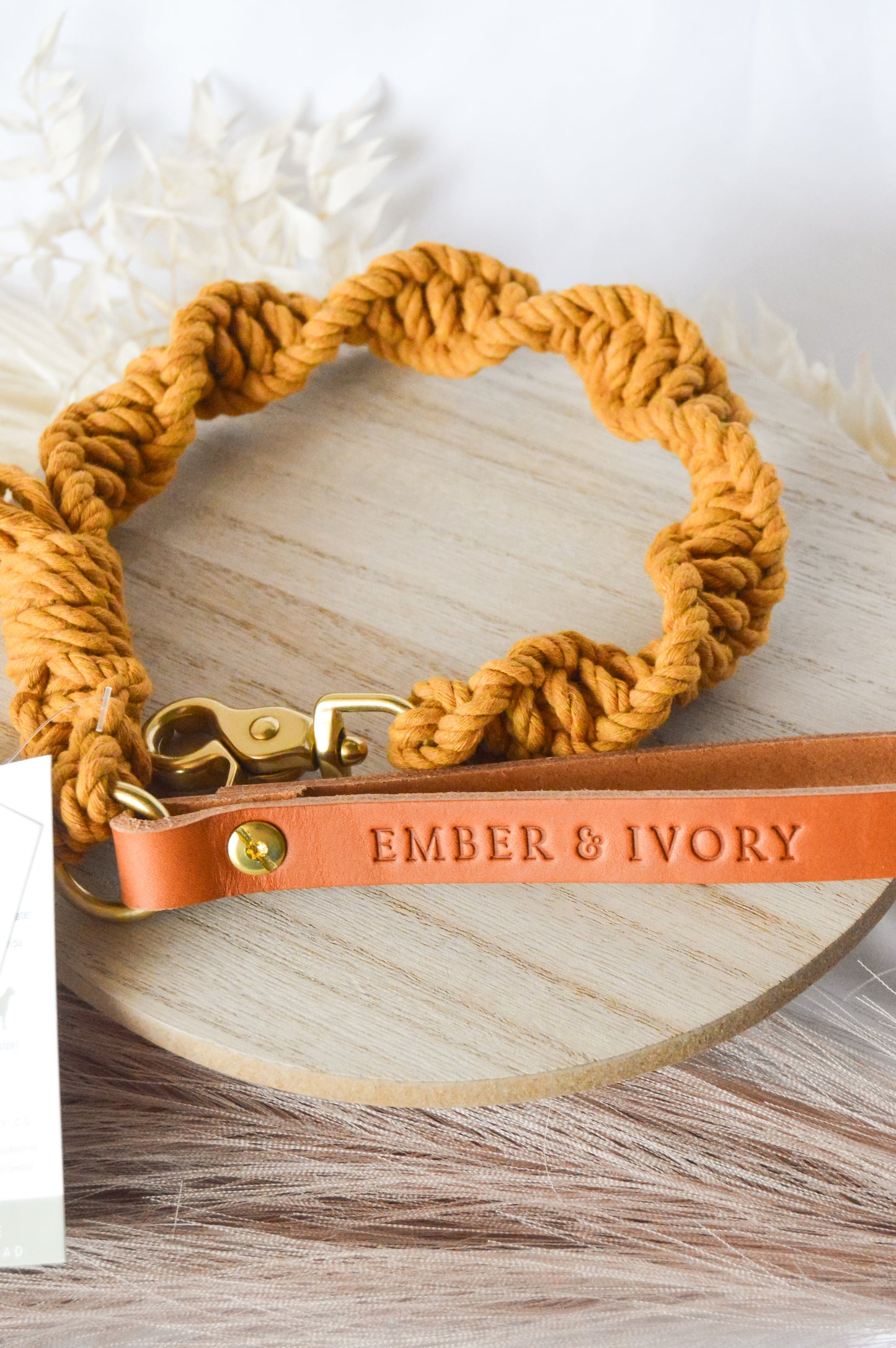 Ember & Ivory- 2ft Mustard Macrame Traffic Lead