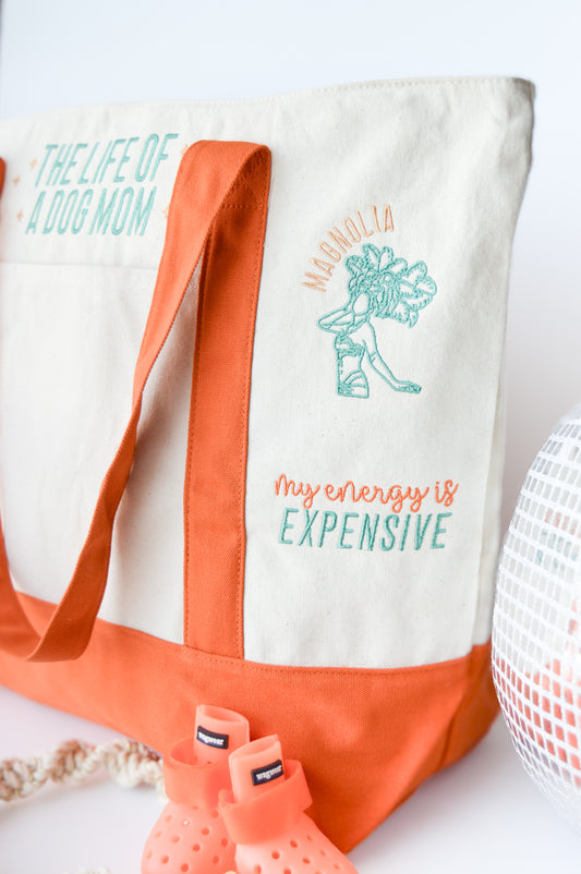 The Life Of A Dog Mom Personalized Embroidered Tote Bag