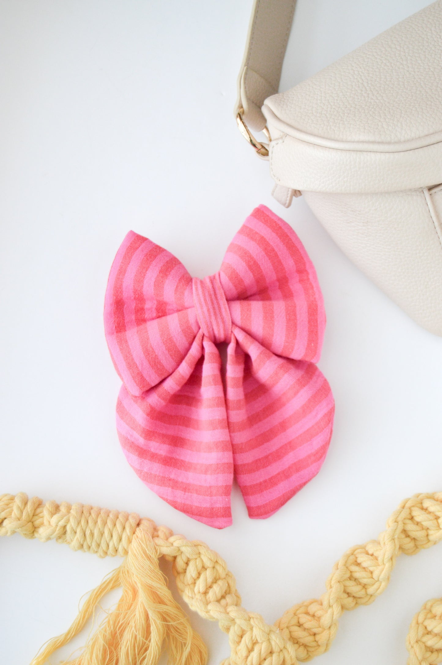 Hot Pink Cabana Sailor Bow