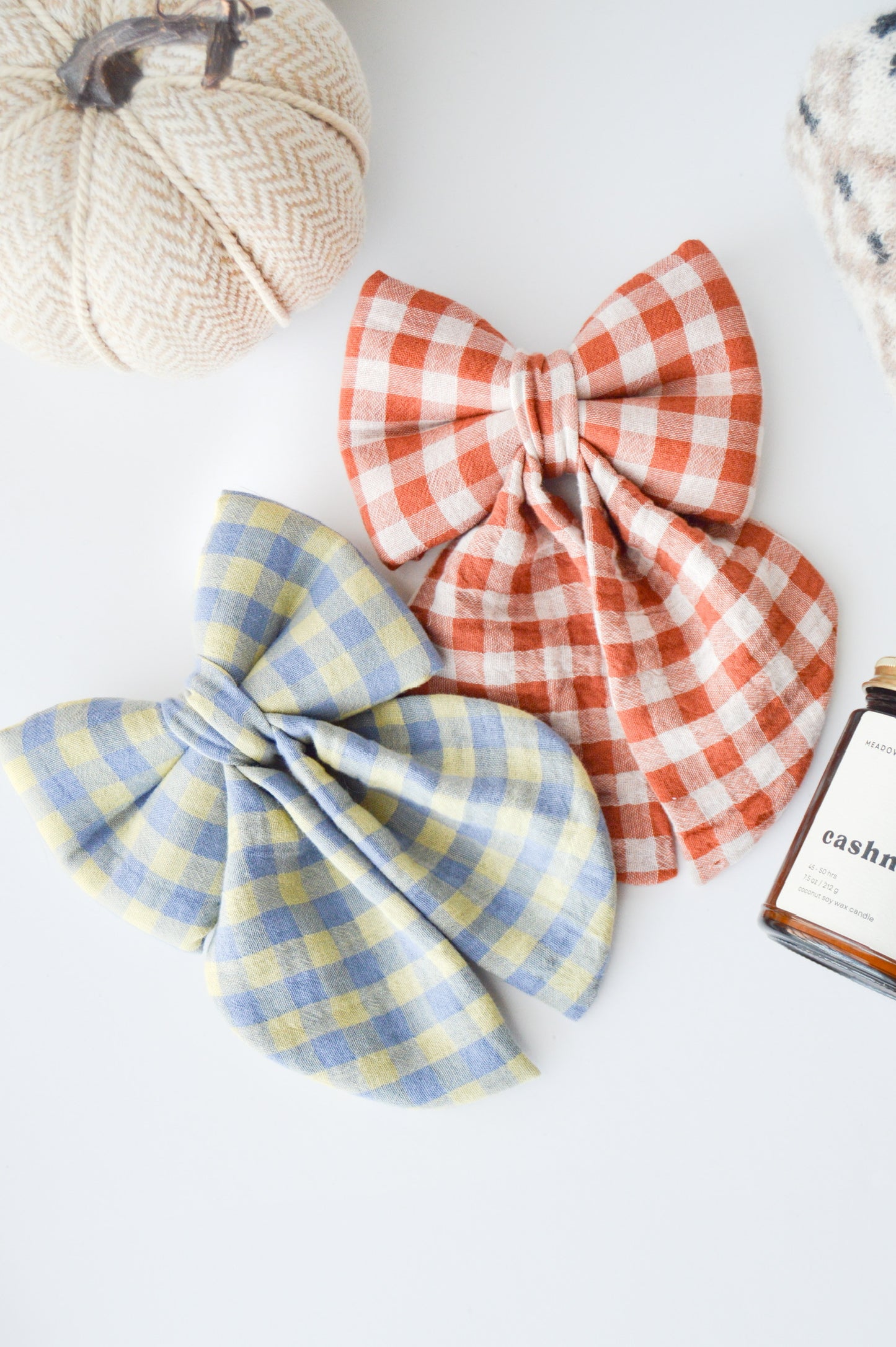 Muslin Gingham Sailor Bow & Bow Tie