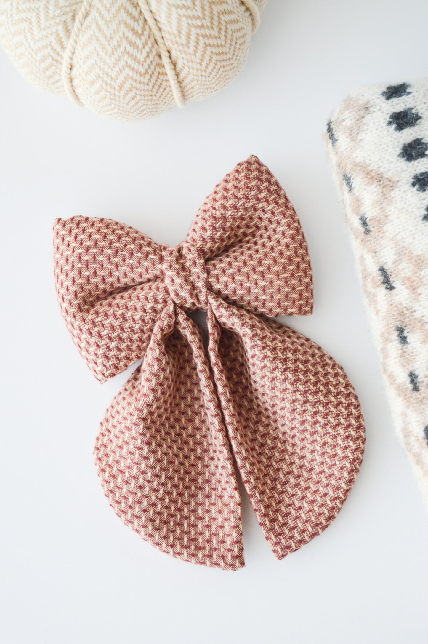 Carmel Apple Woven Sailor Bow & Bow Tie