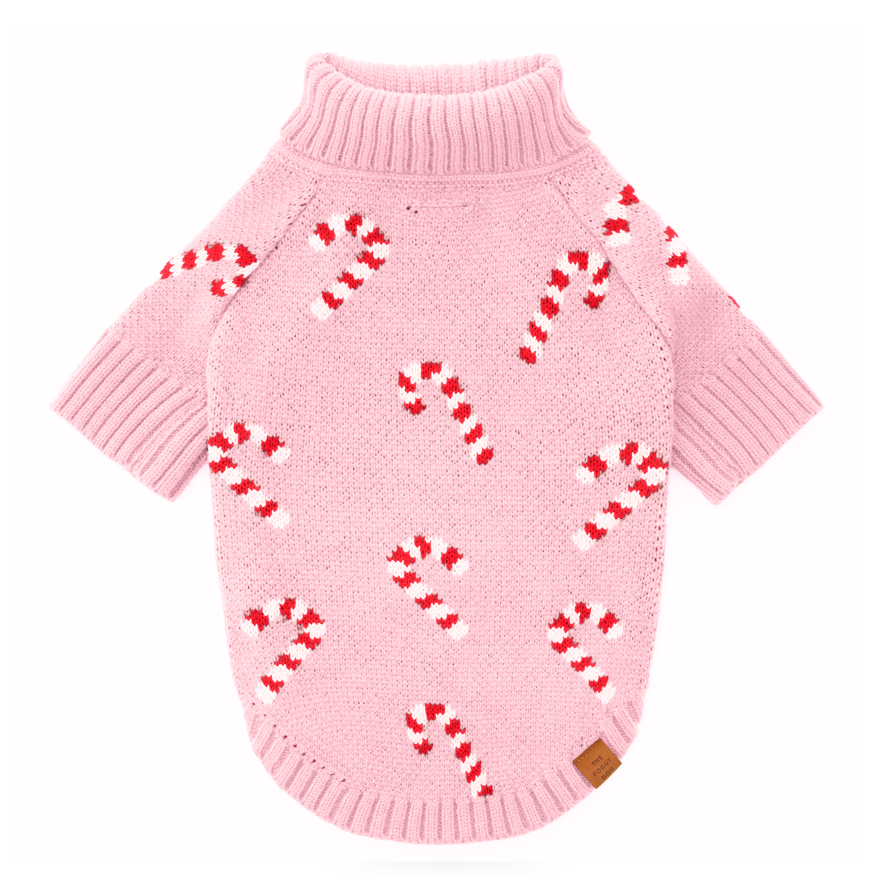 The Foggy Dog | Pink Candy Canes Dog Sweater