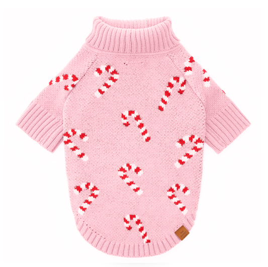 The Foggy Dog | Pink Candy Canes Dog Sweater