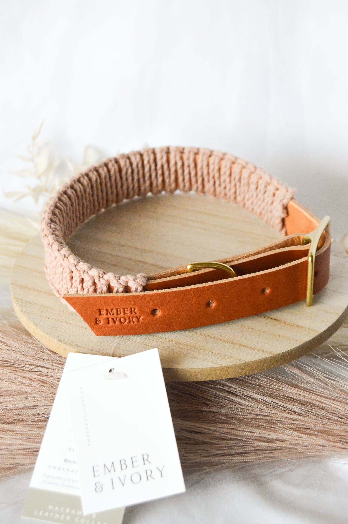 Ember & Ivory- Caramel/Blush WIDE Macrame Collar - X-Large