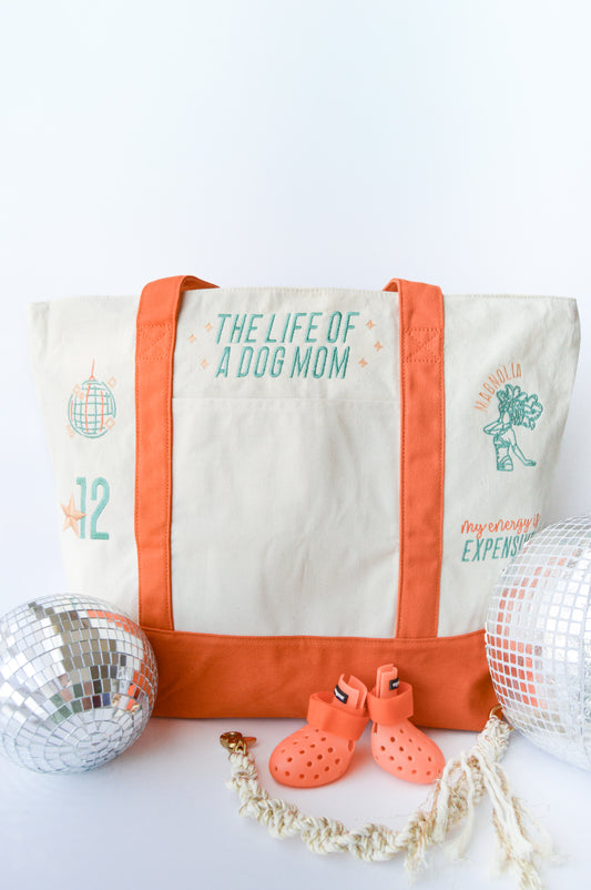 The Life Of A Dog Mom Personalized Embroidered Tote Bag