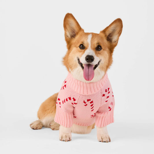 The Foggy Dog | Pink Candy Canes Dog Sweater