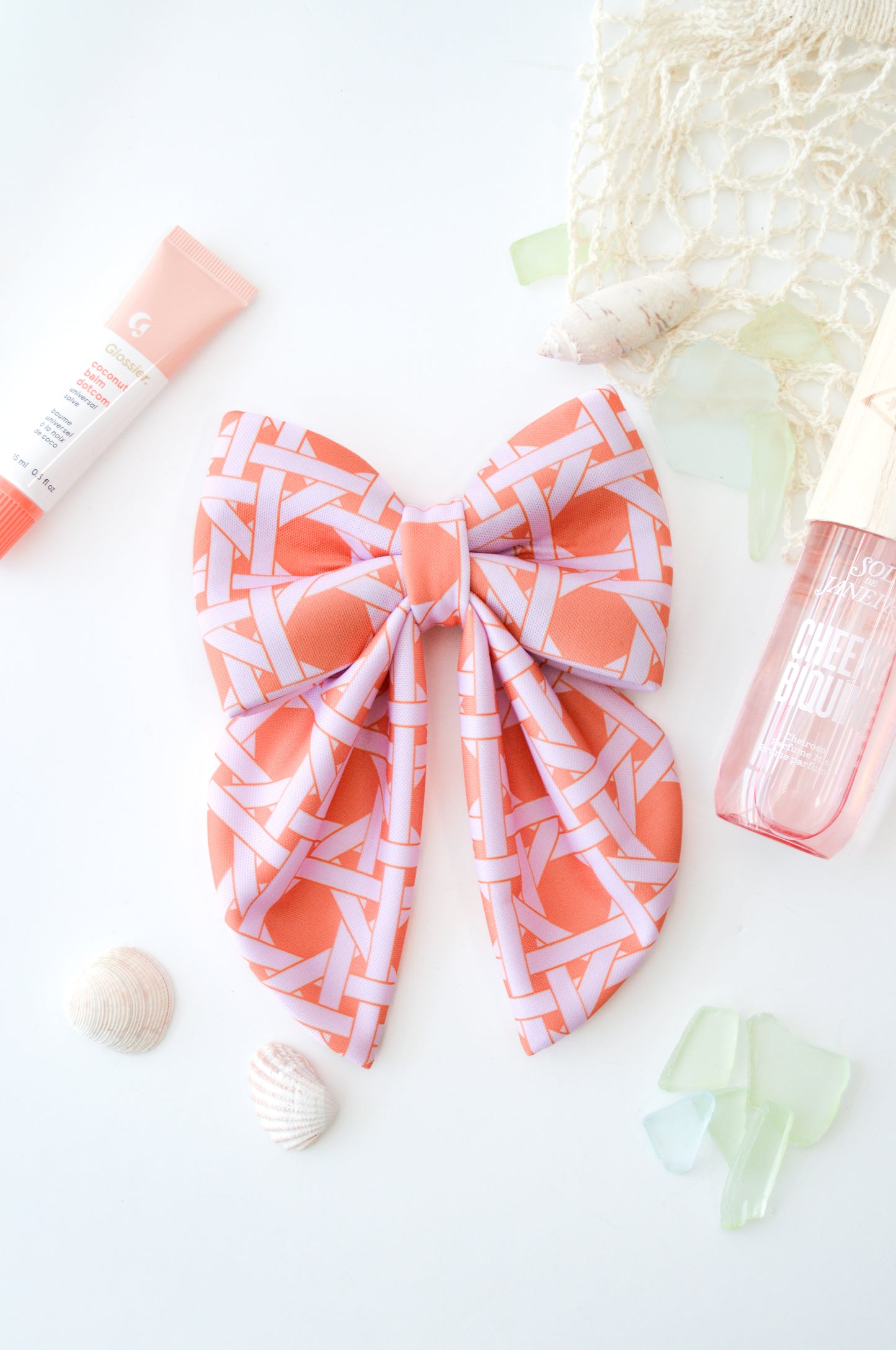 Coral Rattan Sailor Bow & Bow Tie